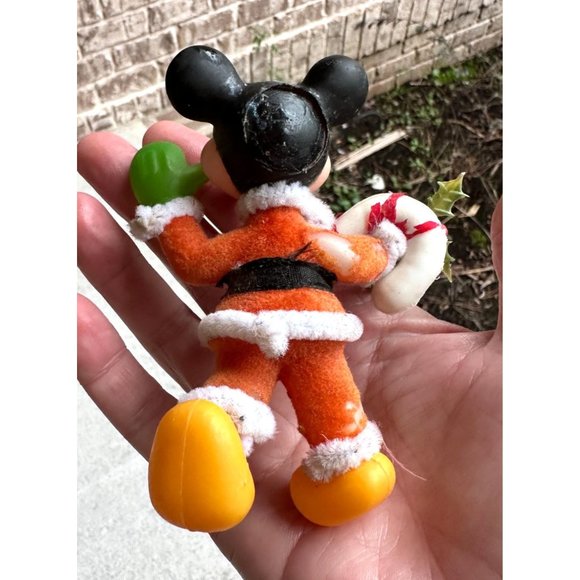 Vintage Christmas Mickey Mouse Figurine Candy Cane Holly Berries Leave N… - Picture 5 of 12